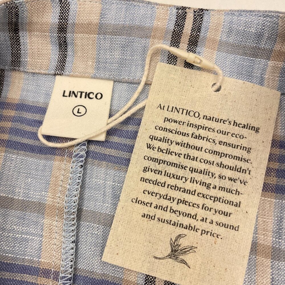 Lintico Aurora Linen Gingham Checked Boatneck 3/4 Sleeve Top - Picture 6 of 12